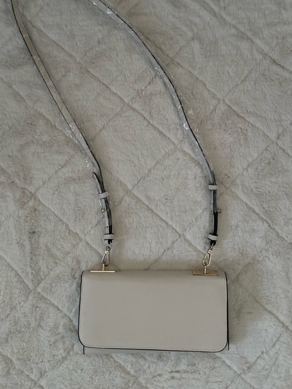Zara Cream Crossbody Bag with Gold Accents